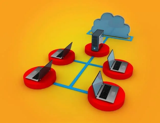 A visual representation of a complex network diagram with various connected devices and cloud services, highlighting potential security vulnerabilities and management challenges with warning signs.