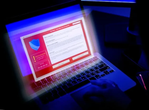Close-up of a computer screen showcasing a phishing email with a fake login page resembling a popular social media platform. A red warning banner indicates the potential threat, emphasizing the need for vigilance.
