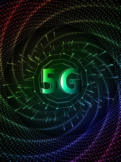 An illustration of data flowing through a 5G network, highlighting potential security risks such as interception, unauthorized access, and data breaches. Visual elements should convey the importance of data encryption and security protocols.