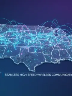 Illustration of Wi-Fi network over US map, symbolizing the impact of the 2026 FCC Spectrum Auction on connectivity.