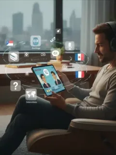 Person using underrated apps to understand English debates on a tablet