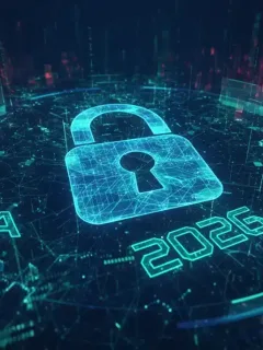 Digital lock icon with CISA 2026 text, representing robust cybersecurity directives and data protection measures.