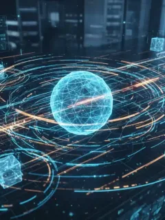 Abstract visual of optimized 5G private network with rapid data flow