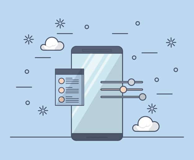 An illustration showing a smartphone with a clear delineation between personal apps and data on one side, and secure corporate apps and data on the other, symbolizing containerization in a BYOD environment. A lock icon protects the corporate side.