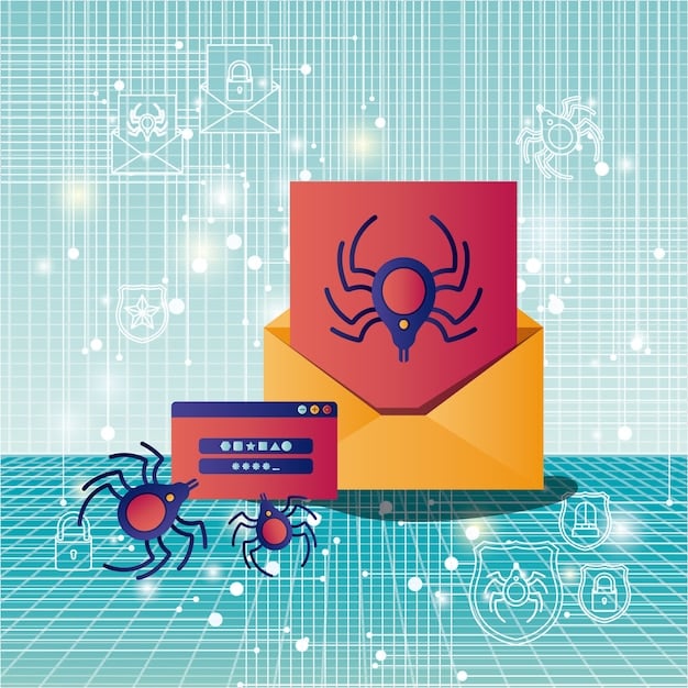 A graphical representation of an EDR system identifying and containing a malware outbreak on a network. The image depicts a network diagram with various devices connected, highlighting one device in red to indicate infection. The EDR system is shown as a central hub, with lines extending to the infected device, showcasing the quarantine and remediation process. The overall feeling is one of control and swift resolution of the security incident.