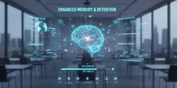 Futuristic app interface boosting English retention with AI