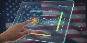 Interactive English app interface for mastering modal verbs in 7 days, US-focused