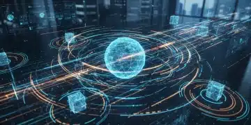 Abstract visual of optimized 5G private network with rapid data flow